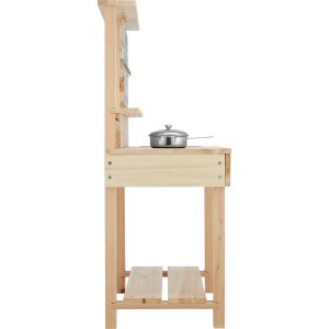Matschküche aus Holz mit Kreidetafel und Zubehör-Set, 60x30x75 cm.