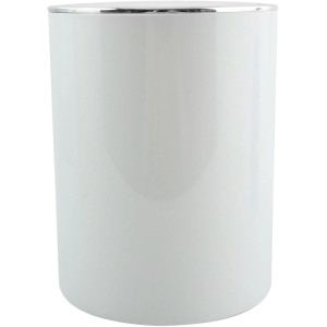 Weißer Kosmetikeimer (6 l) mit silberfarbenem Rand. Schlichtes Design.