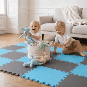 LittleTom Baby & Kinder Puzzlematte 30 x 30 cm 18 Stück Grau & Hellblau