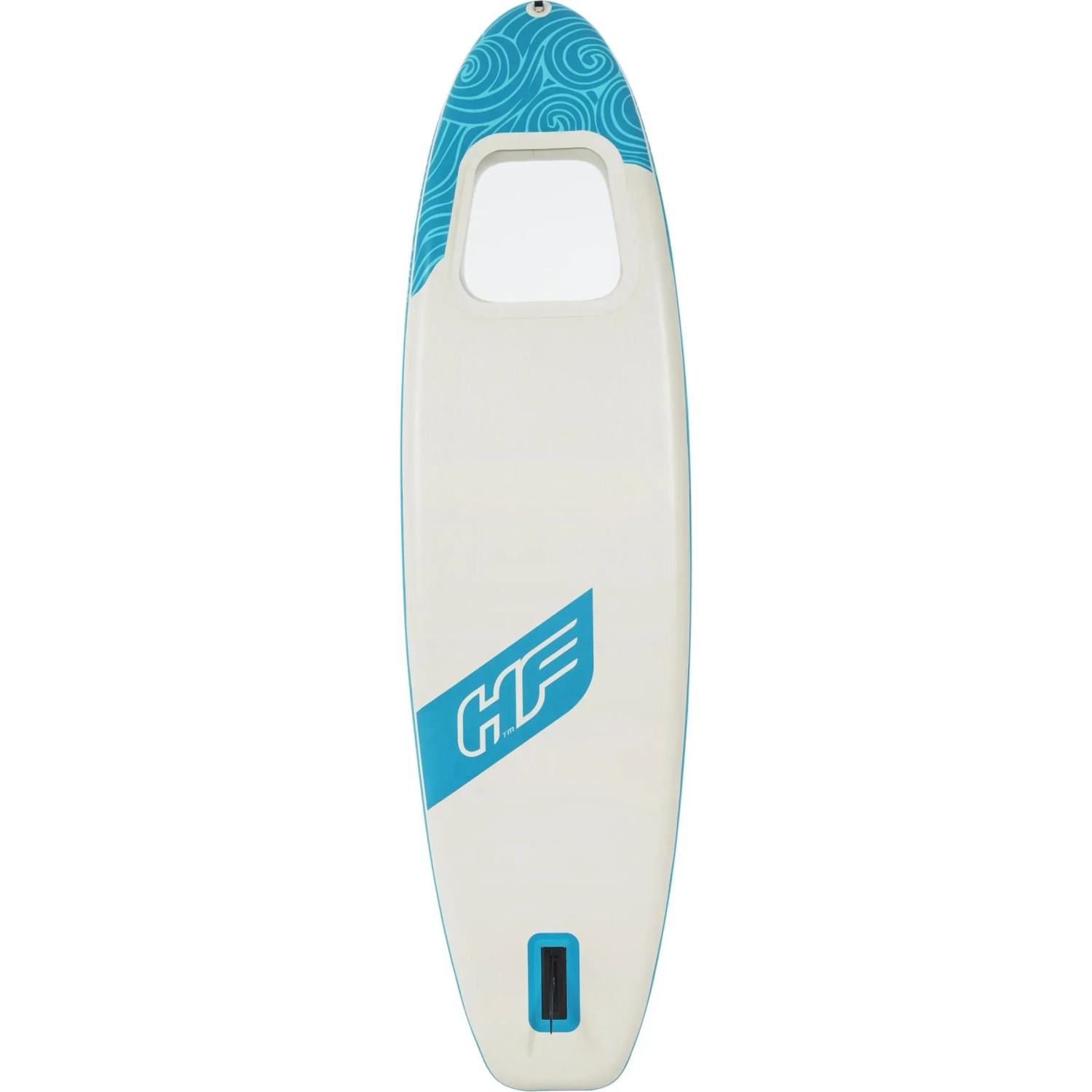Bestway Stand-up-Board Hydro-Force Panorama, 340 cm, mit Sichtfenster und blau-weißem Design.