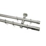Gardinia Gardinenstangen-Set Zylinder, 2-läufig, Edelstahloptik, 200 cm.