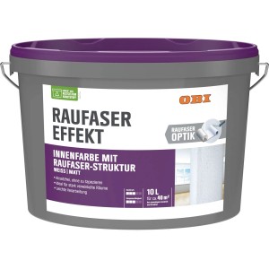 Eimer OBI Raufaser-Effekt, weiße, matte Innenfarbe mit Raufaserstruktur, 10 l.