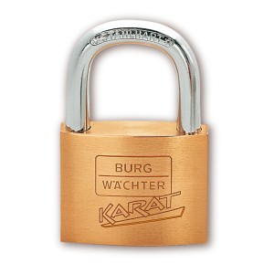 Burg Wächter Vorhangschloss Karat 217 40 SB aus Messing, mit Stahlbügel für hohe Sicherheit.