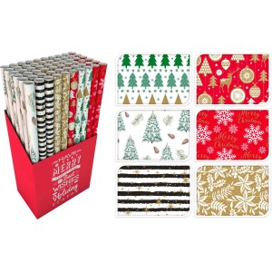 Geschenkpapier mit Weihnachtsmotiven Bunt 70 cm x 200 cm 6-fach sortiert