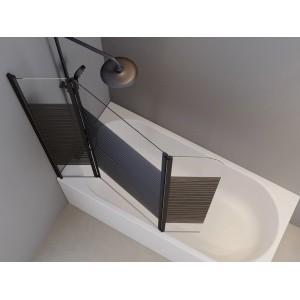 Aurlane Badewannenfaltwand Black Lines, 3-teilig, schwarz, 125x140cm auf Badewanne.