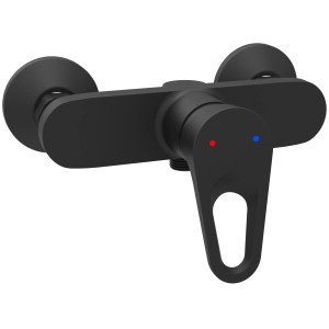 Aurlane Duscharmatur Black Classic in Mattschwarz, aus Messing mit Metallgriff.