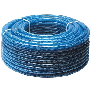 Aufgerollter, blauer Güde Druckluftschlauch, 6 mm, 50 m, für Kompressoren.