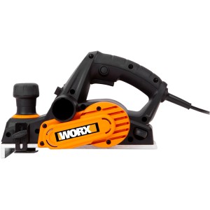 Worx WX615 Elektrohobel (750 W) in Schwarz und Orange, Seitenansicht.