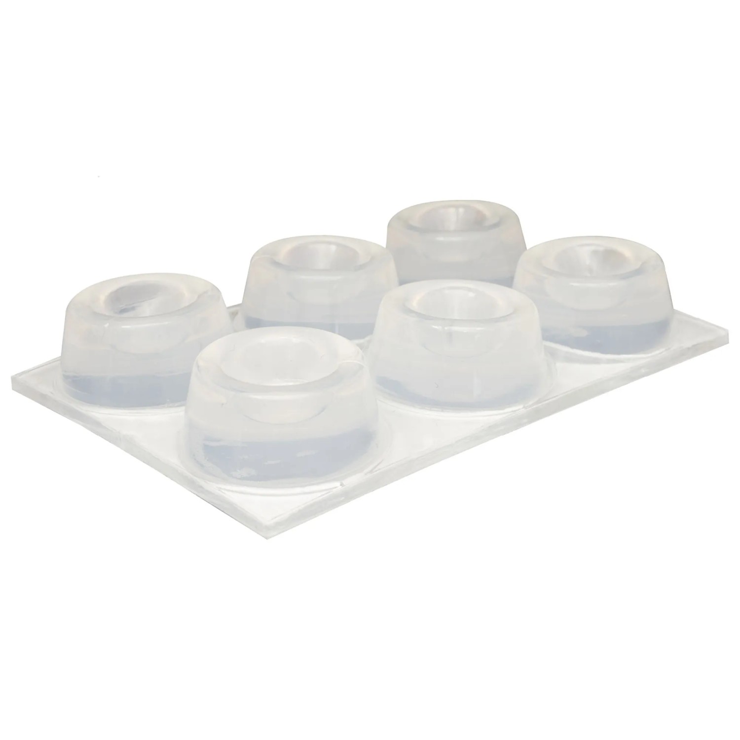 Wagner Elastikpuffer Set, 12 transparente Möbelgleiter Ø 22 mm x 10 mm, selbstklebend.