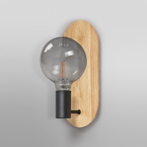 Ledvance Wandlampe Decor Holz, braun-schwarz, 30 cm. Moderne Wandleuchte mit E27 Fassung.