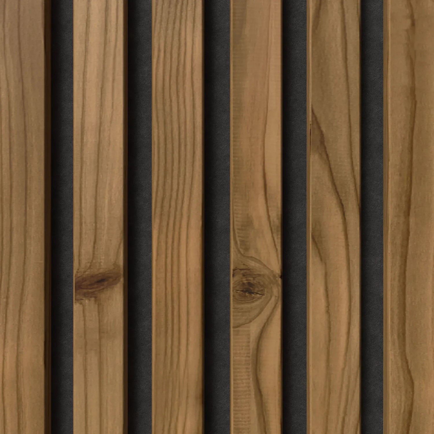 Akustikpaneel Denpanels Nordic Outdoor Design mit Thermoholz und schwarzem Filz.