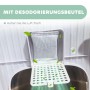 Weißer Desodorierungsbeutel im PawHut Katzenklo. Sorgt für Geruchskontrolle und frische Luft in der Katzentoilette.