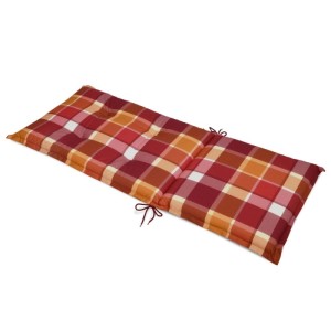 Beautissu Hochlehner-Auflage Sunny RO, 120x50cm, rot kariert, 4er Set für Gartenstühle.