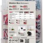 Fischer Meister-Box Wohnraum mit 160 Dübeln und Schrauben, sortiert in transparenter Kunststoffbox.