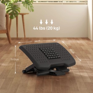 HOMCOM Fußstütze Schreibtisch ABS Schwarz 46L x 35B x 11-17H cm