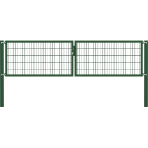 Grünes Doppeltor Flexo Plus 400x100 cm mit Pfosten für Gartenzäune.