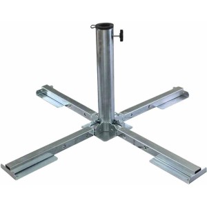 Silberner, klappbarer Siena Garden Schirmständer für Betonplatten bis 50x50 cm.