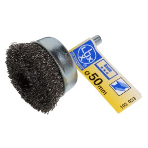 LUX Topfbürste 50 mm fein für Bohrmaschinen zum Entrosten und Reinigen von Metall.