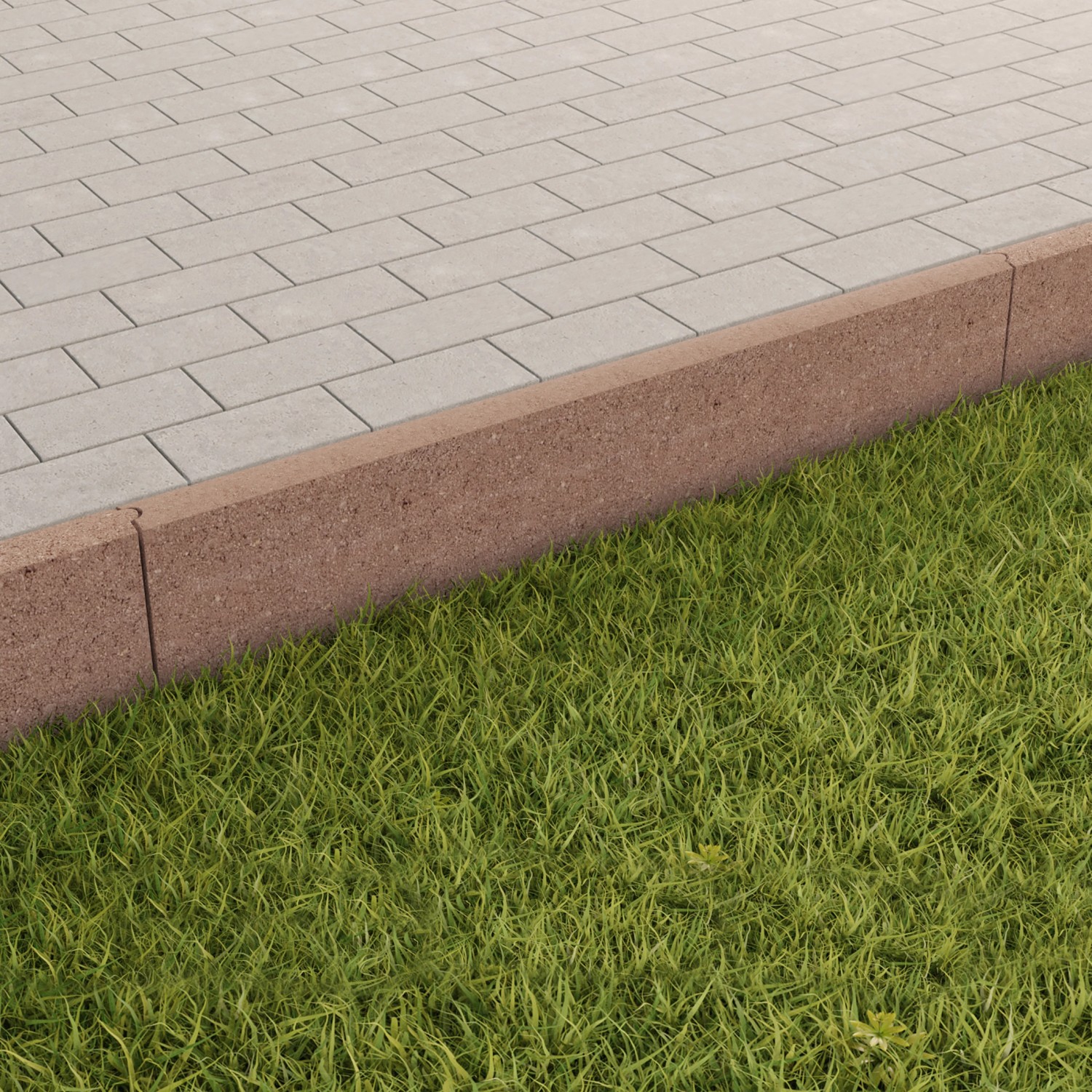 Kann Rasenkantenstein Beton Braun abgerundet 100 cm x 25 cm x 5 cm
