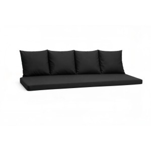Schwarzes Setgarden Bankkissen-Set für 3-Sitzer Gartenbänke, bestehend aus Sitz- und Rückenkissen.