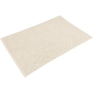 Beiger Badteppich (75x45 cm) mit geometrischem Zickzack-Muster, Baumwolle, Serie Cosy Wave trend.