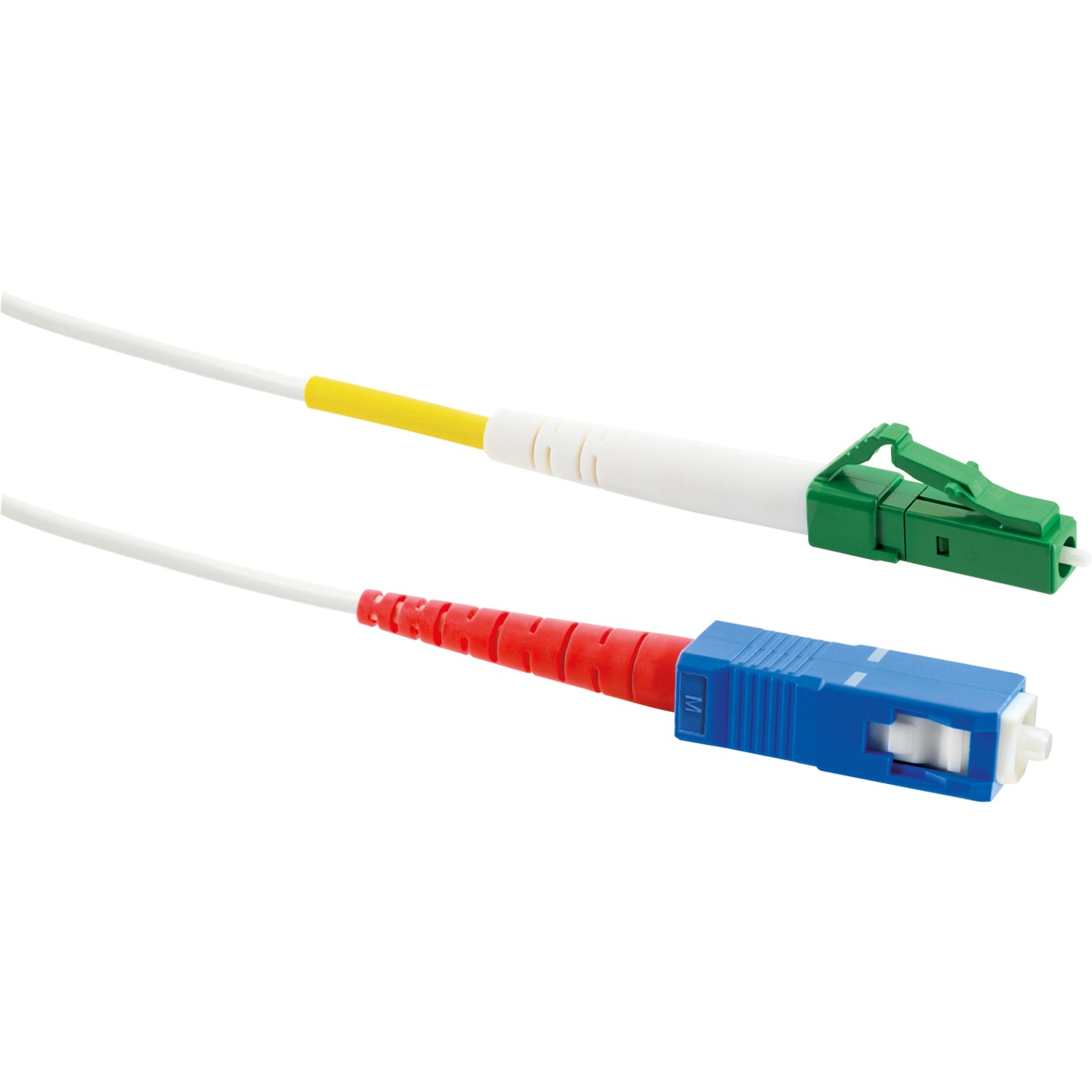 Schwaiger Glasfaserkabel (3 m) mit LC/APC- und SC/UPC-Steckern für schnelle Netzwerkverbindungen.