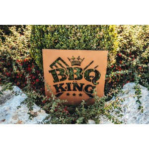 Rostbraune Ferrum Art Design Gedichttafel BBQ-King, 36x36 cm, Gartendeko.