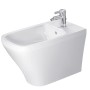 Weißes Duravit DuraStyle Stand-Bidet, 63 cm, mit Hahnloch und Überlauf.