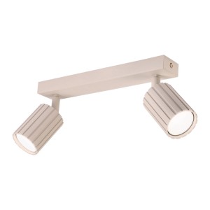 Beige Lamkur Deckenleuchte Prisma, 2-flammig, geriffelte Spots für Wohnraum und Flur.
