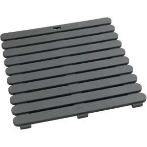 Graue Wenko Duschmatte Indoor & Outdoor, 55x55 cm, aus Kunststoff mit rutschhemmender Oberfläche.