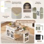okwish Kücheninsel mit Rollen Ausziehtisch LED Beleuchtung Steckdosenleiste 128-200x71x92cm Weiß_6