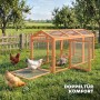 PawHut Hühnergehege aus Tannenholz mit Drahtgeflecht im Garten. Geräumiger Freilauf mit Doppeltür für Hühner.