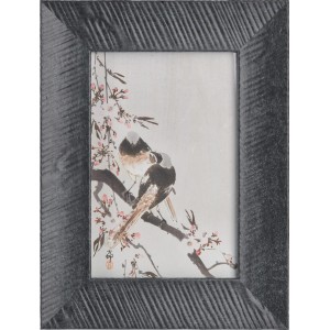 Schwarzer Bilderrahmen Minimalist Zen 10x15 cm mit Vogelmotiv für Wand oder Tisch.