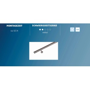 Edelstahl Handlaufset Kompakt, 200 cm, mit fest verschweißten Konsolen für einfache Montage.