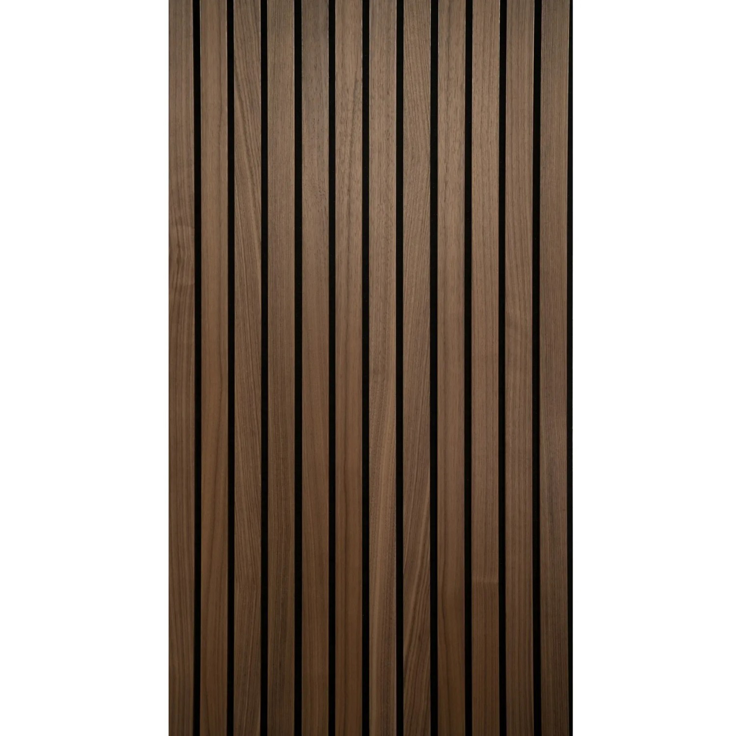 Akustikpaneel Lux Walnuss, MDF mit schwarzem Filz, 60x240 cm. Schallabsorbierend.