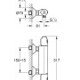 Technische Zeichnung der Grohe Grohtherm 1000 Thermostat-Brausebatterie in Chrom mit Maßangaben.