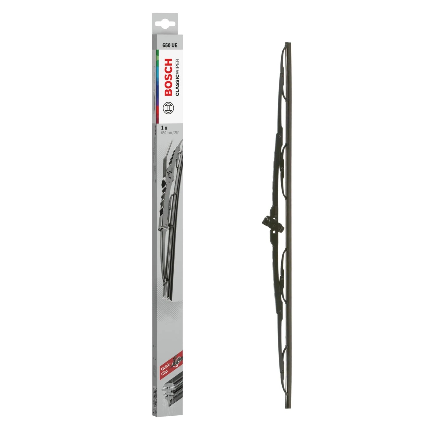 BOSCH ClassicWiper 650UE Wischblatt, geeignet für PKW, zur einfachen Montage und guter Reinigung der Windschutzscheibe.