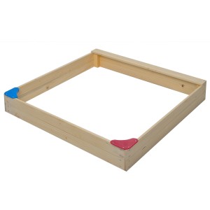 Gaspo Sandkasten Flipper aus Holz mit blauer und roter Sitzecke, 101x98 cm.