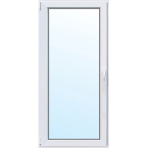 Weiße Kunststoff-Balkontür mit Sicherheitsglas, 80x210 cm, DIN links.