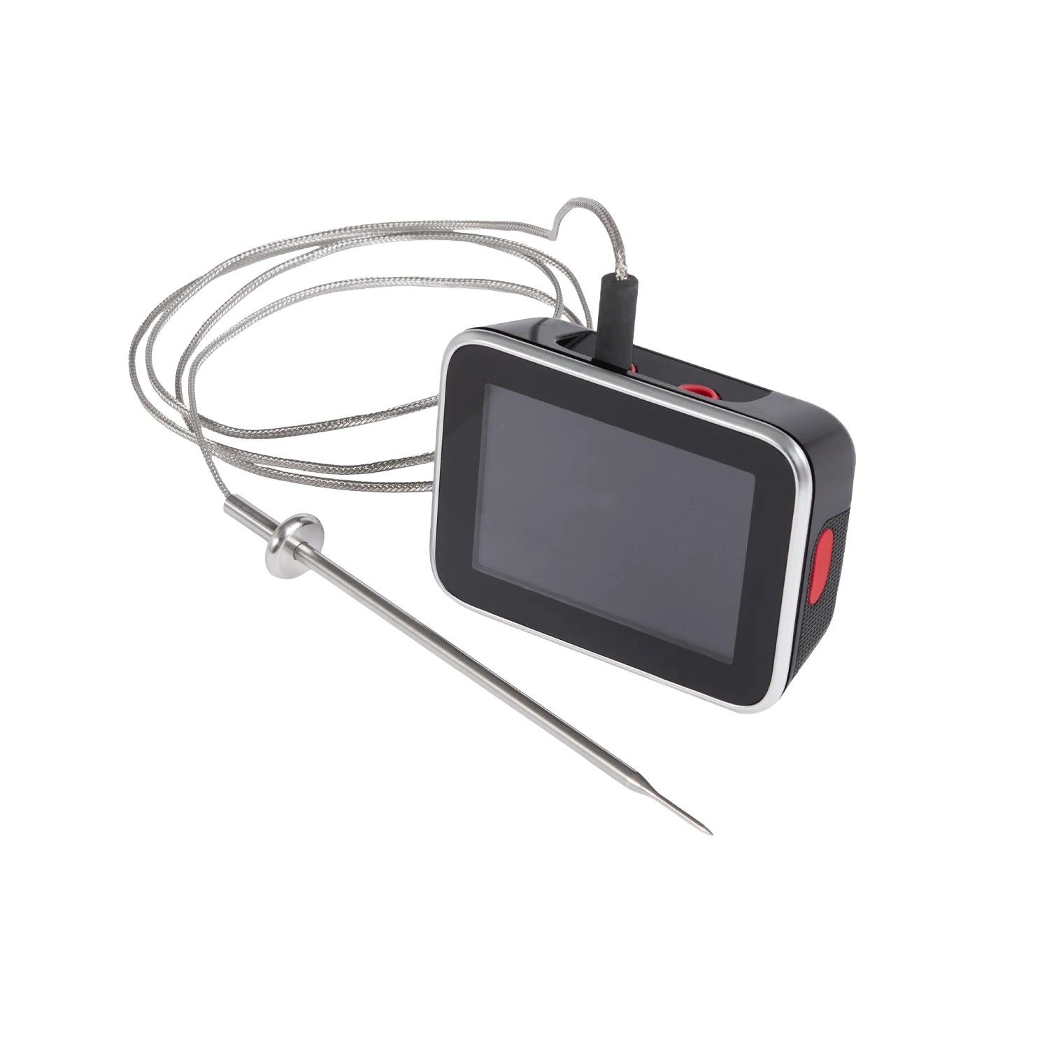 Weber Smart Hub Display-Basisstation in Schwarz-Silber mit Temperaturfühler für Grill.