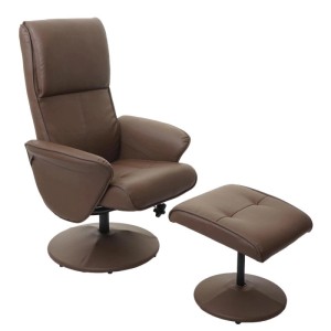 MCW Relaxsessel Stockholm mit Hocker, Kunstleder Taupe, drehbar und verstellbar.