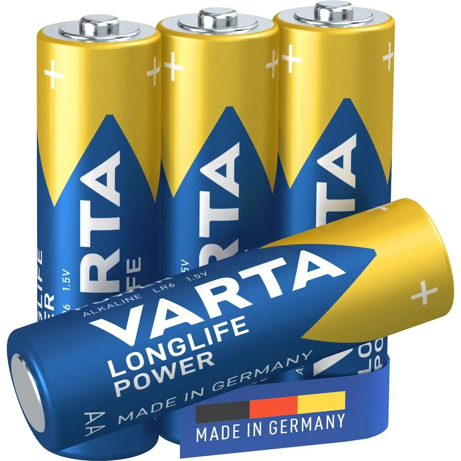 Varta Longlife Power AA Batterien, 4er-Pack. Alkaline Batterien für Geräte mit hohem Energieverbrauch.