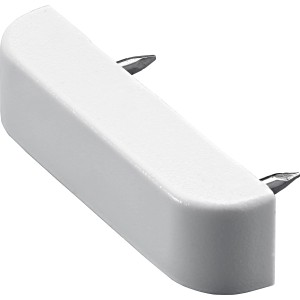 Hettich Bodenträger, weißer Kunststoff mit Nagelstiften, für Möbelausstattung.