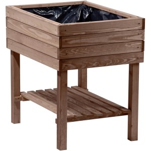 Anthrazitfarbenes Dobar Hochbeet 80x58x80 cm mit Ablageboden für Garten oder Balkon.