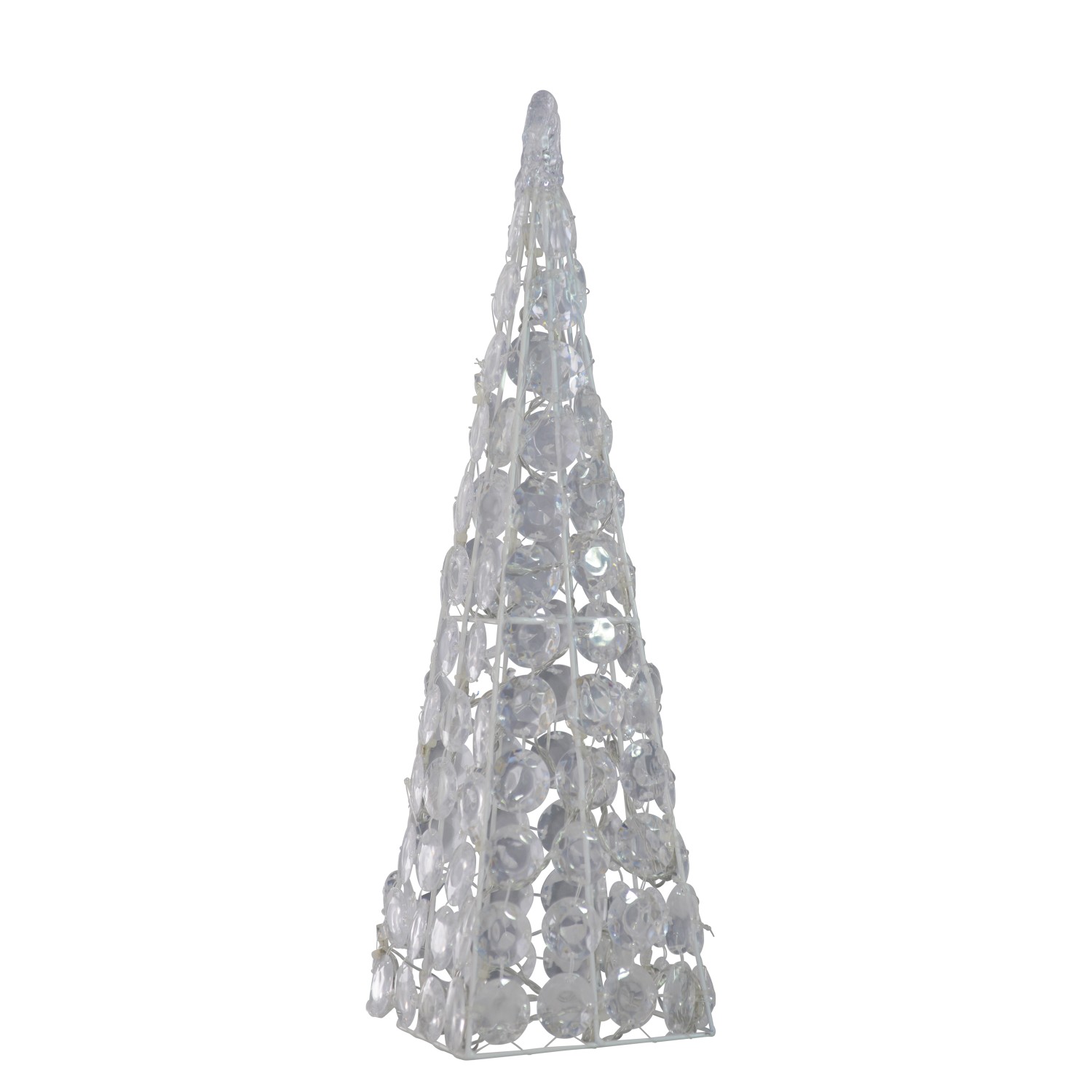 LED Pyramide aus Acryl, 45cm hoch, für Innen & Außen, warmweiße Beleuchtung, Weihnachtsdeko.