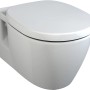 Weißes Ideal Standard WC-Komplettset Connect, wandhängend mit WC-Sitz.
