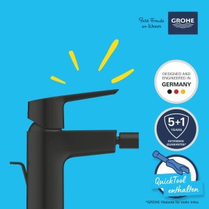 Grohe Start Bidetarmatur in Mattschwarz, Einhandmischer für Bidet mit QuickTool.