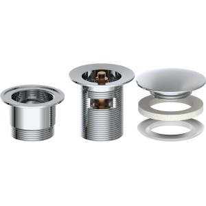 Kirchhoff Pop Up Ablaufgarnitur für Waschbecken, 1 1/4 Zoll, Chrom, mit Dichtungen und Überlauf