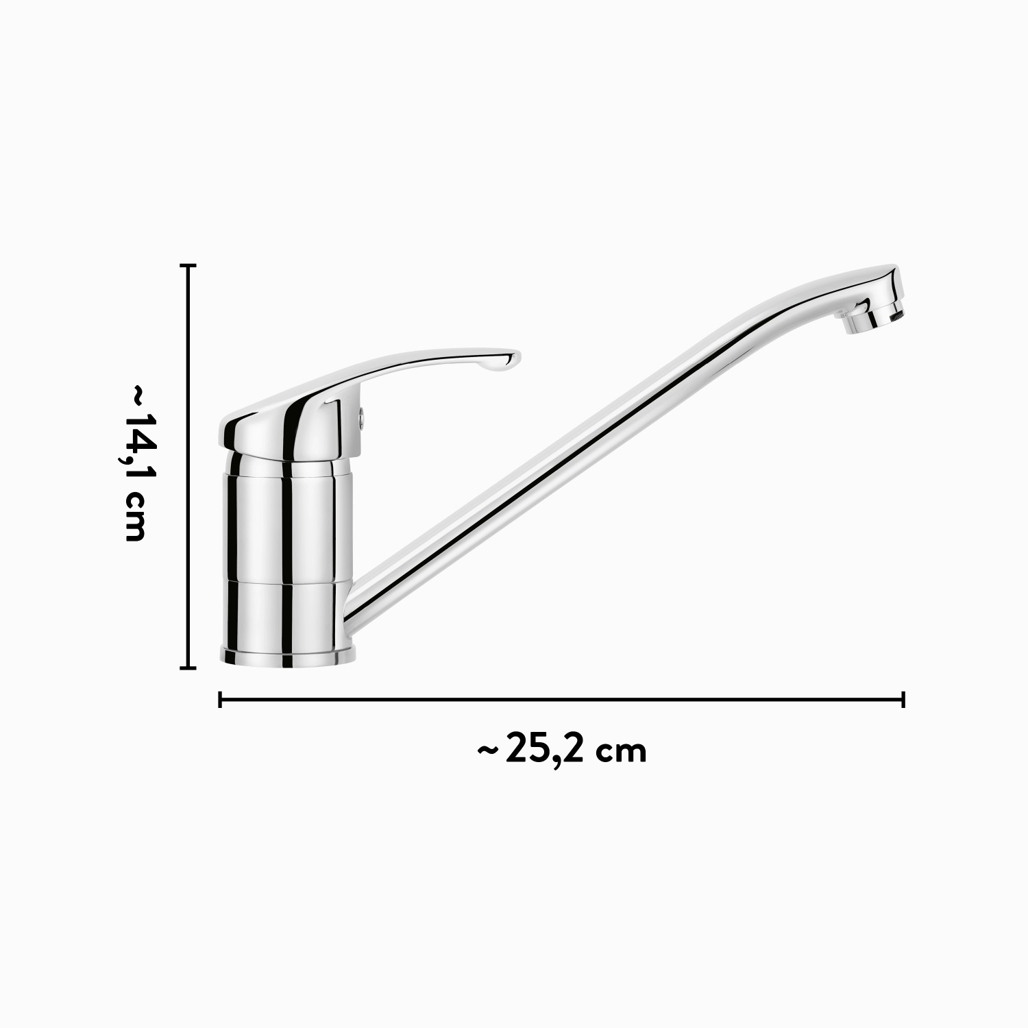 Chrom Küchenarmatur baliv KI-1260, Einhebelmischer mit schwenkbarem Auslauf.