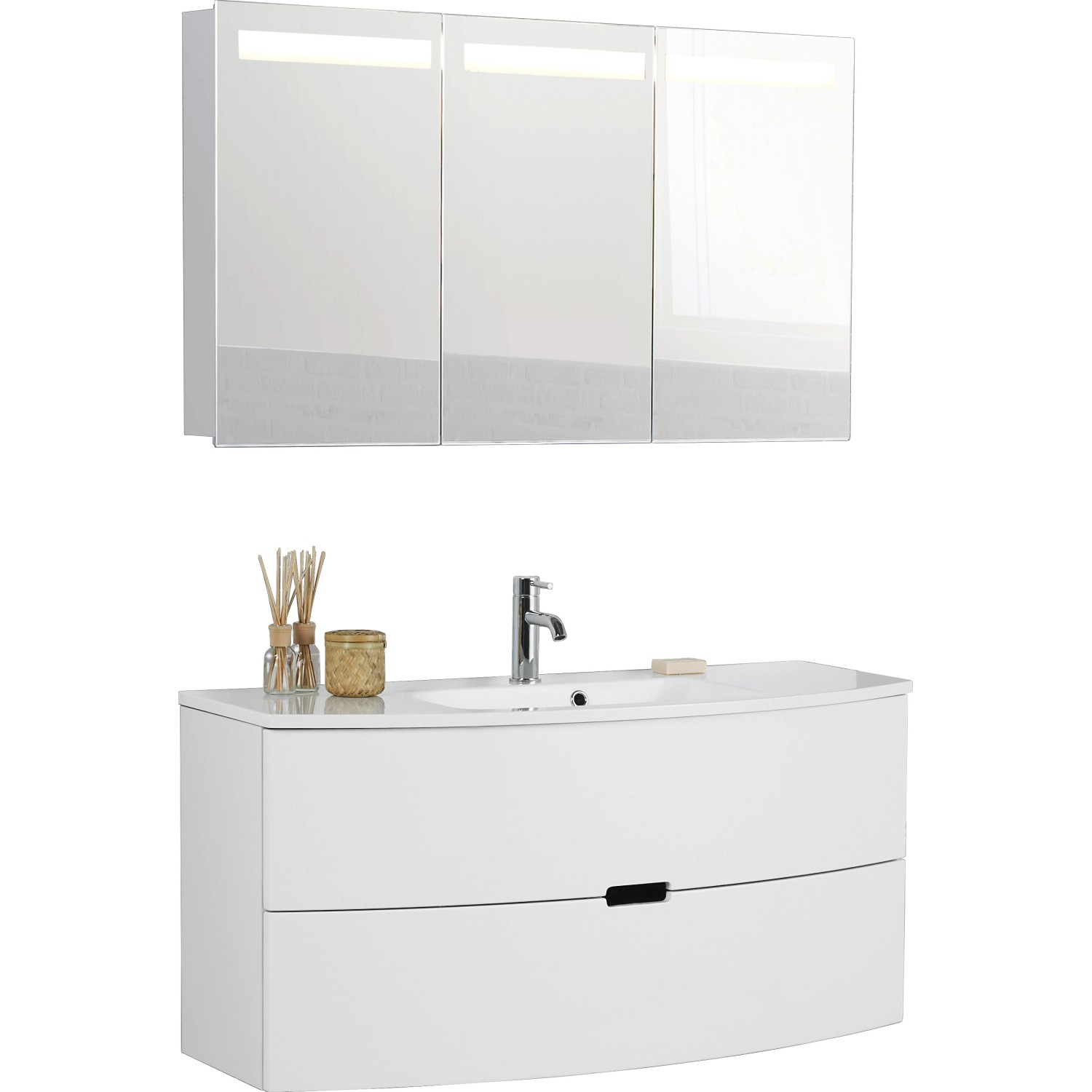 Scanbad BadmöbelSet 120 cm mit Spiegelschrank 3türig Modern Sand 3